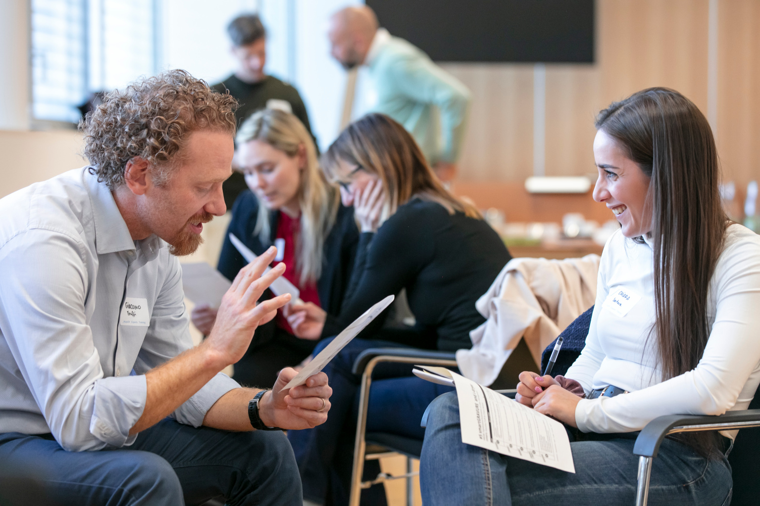 BOBST managers working through communication exercises in a masterclass setting